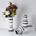 Black and white zebra pattern ceramic flower pots set ornaments decorative dinner table porcelain vases decorations for home